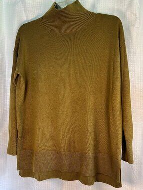 Loft by Ann Taylor Vegan Cashmere Tunic Mock Neck Sweater in Olive Green size XS